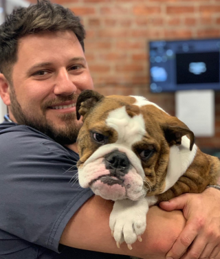 Dr. Sam Varon with dog